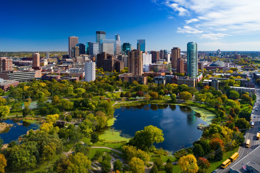 beautiful aerial view of Minneapolis